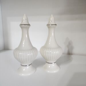 Lenox Essex White Ceramic Salt and Pepper Shakers